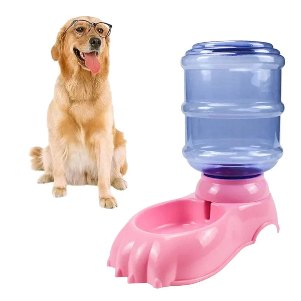 Pink Claws 2-Pack Food & Water Dispenser Station Cat Dog Pet Auto Dry Food Stand